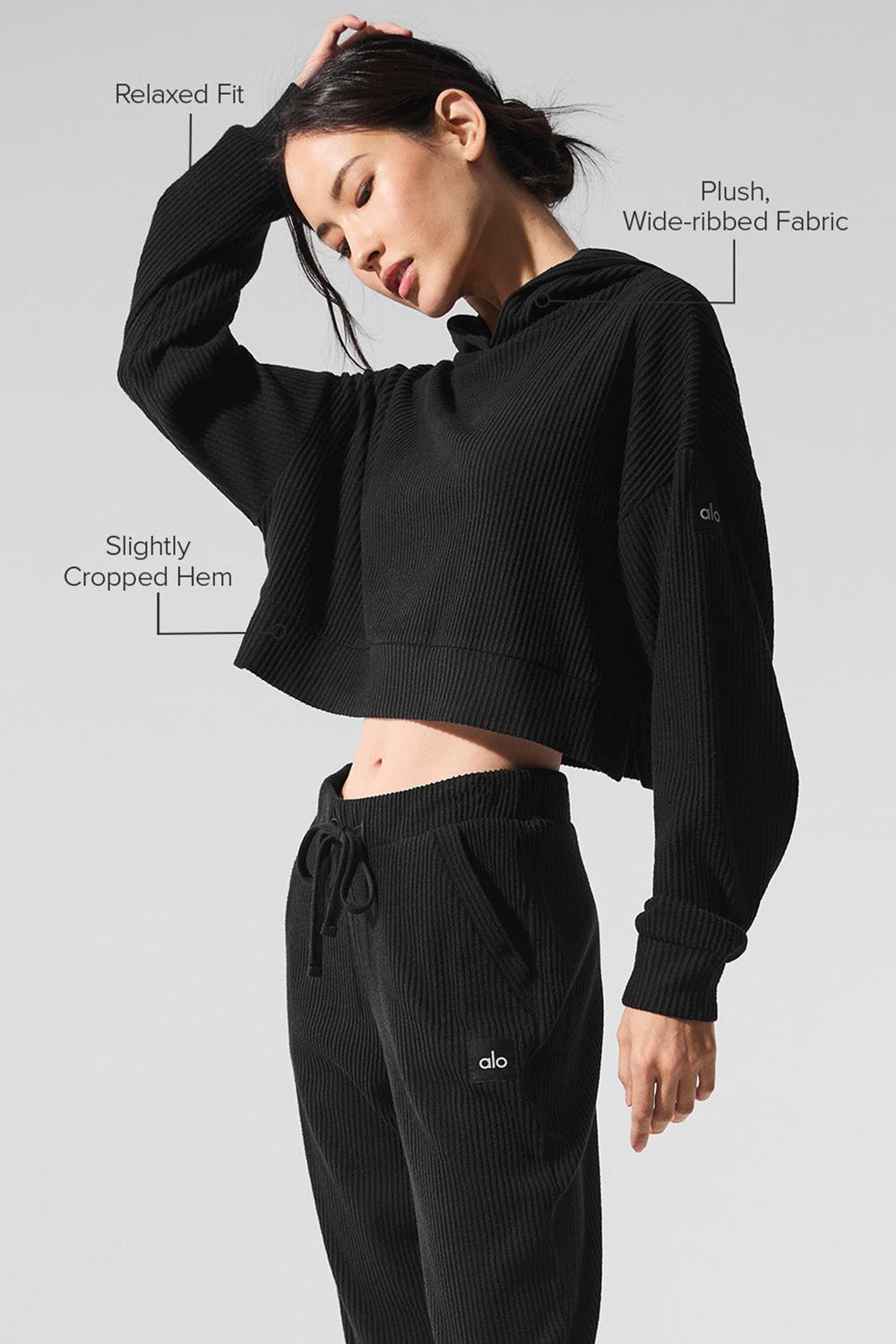 Alo Yoga Muse Donna Felpa con Cappuccio Nere | Italia  TWZ-568710