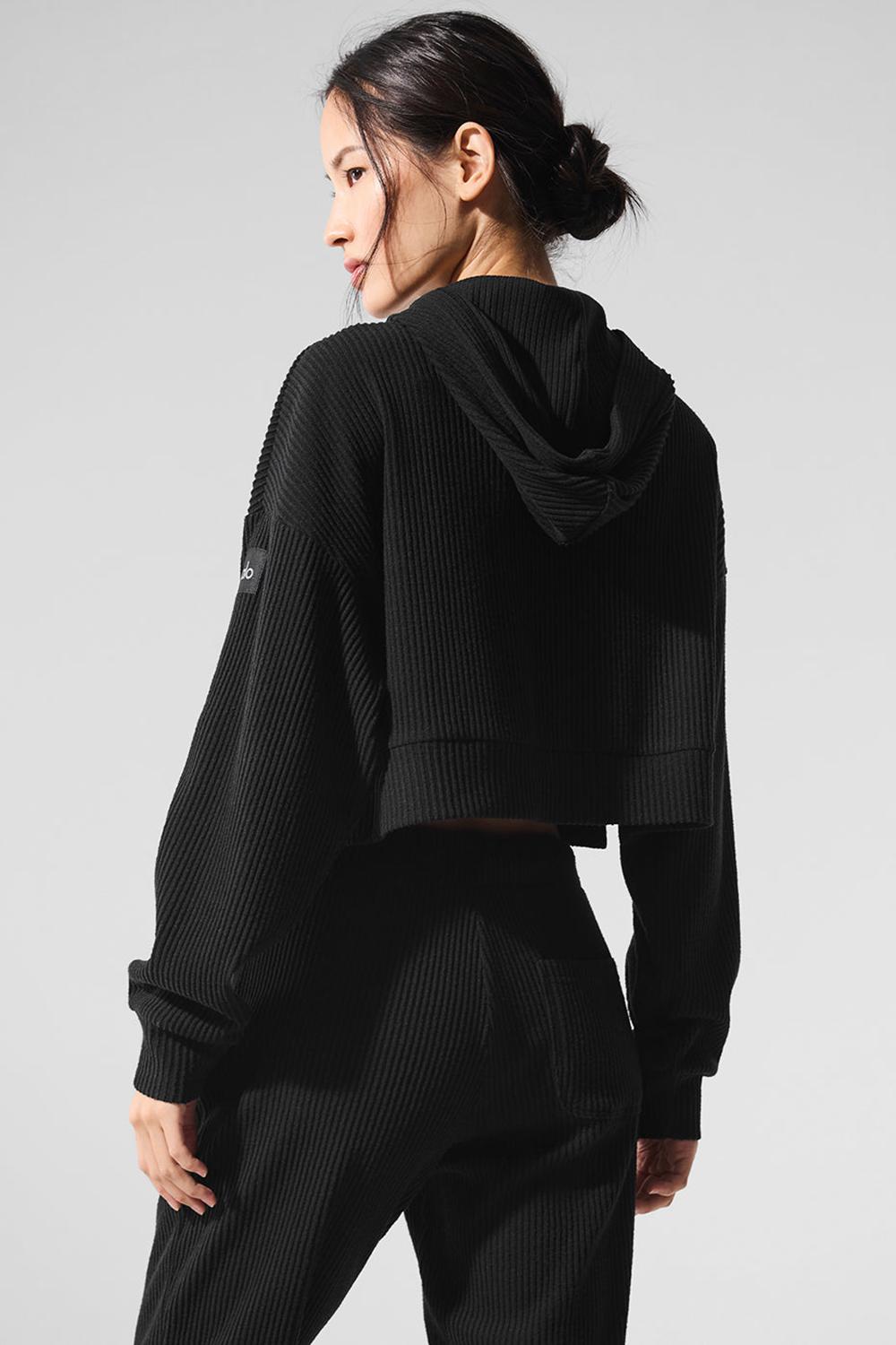 Alo Yoga Muse Donna Felpa con Cappuccio Nere | Italia  TWZ-568710