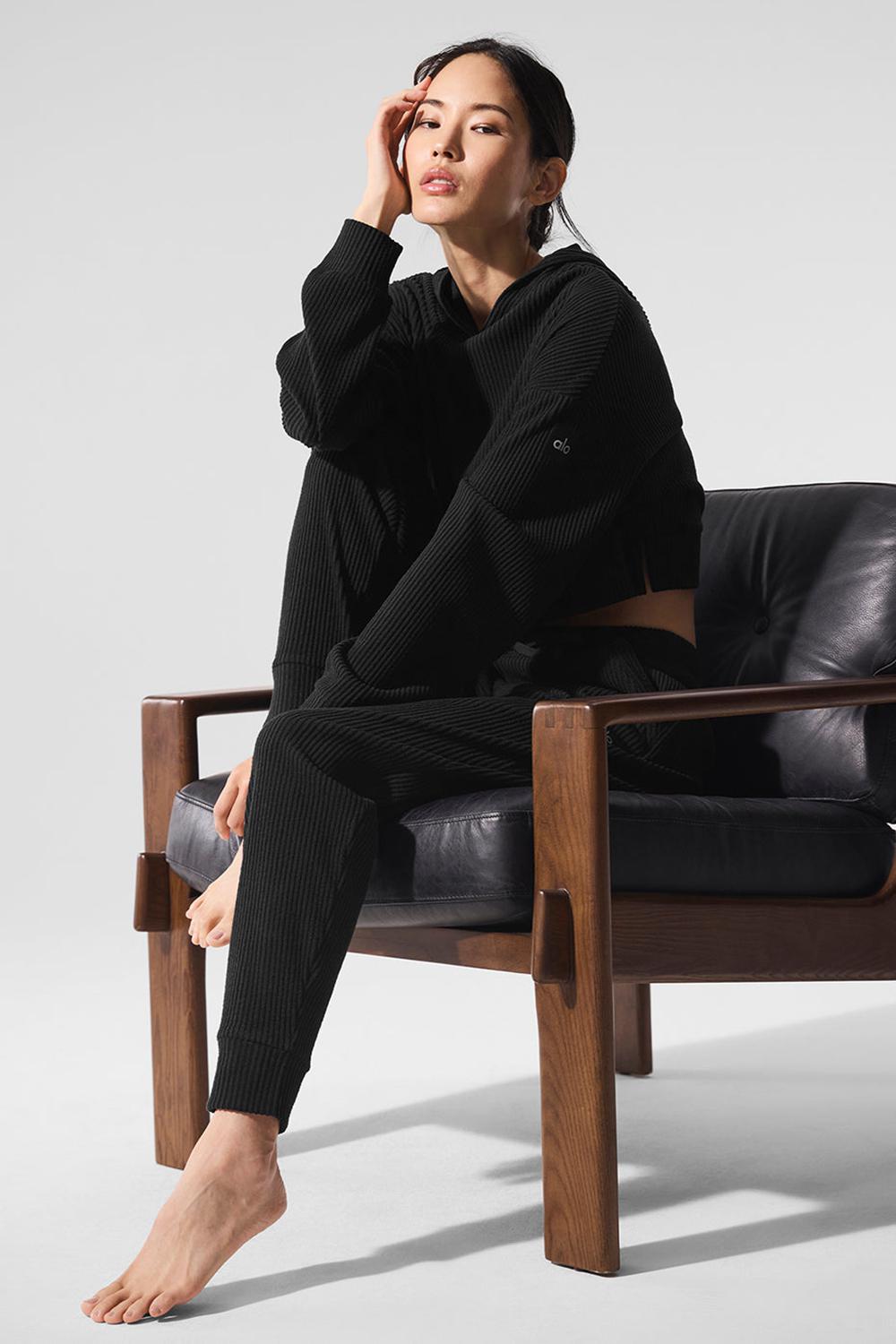 Alo Yoga Muse Donna Felpa con Cappuccio Nere | Italia  TWZ-568710