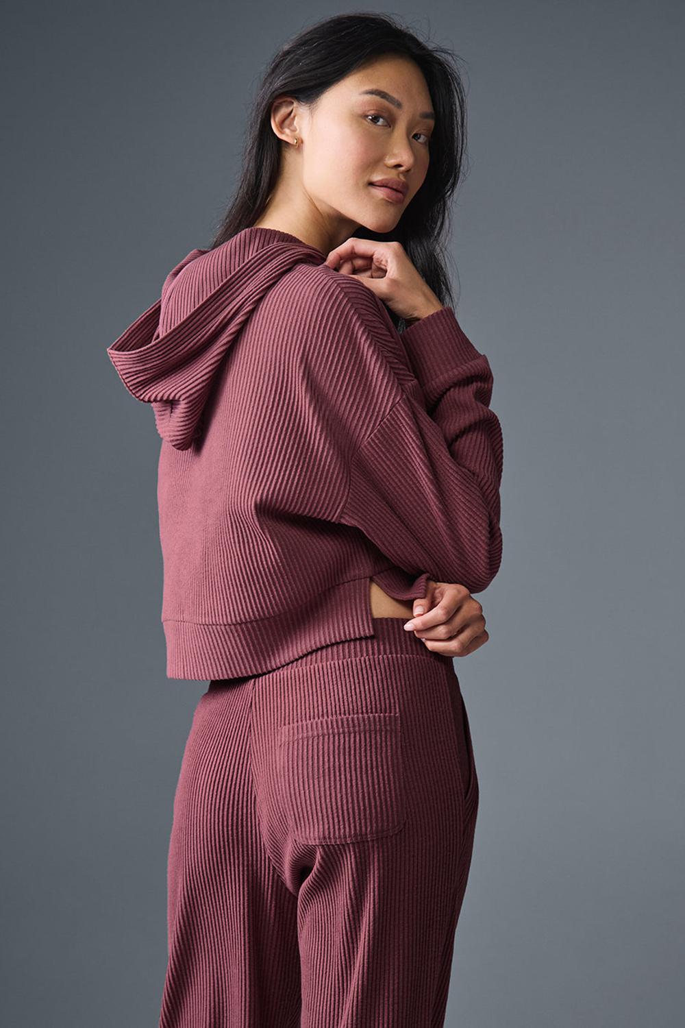 Alo Yoga Muse Donna Felpa con Cappuccio Bordeaux | Italia  VAS-906328