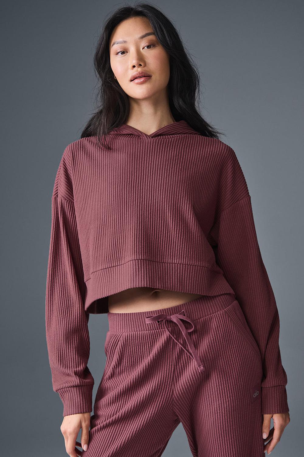 Alo Yoga Muse Donna Felpa con Cappuccio Bordeaux | Italia  VAS-906328