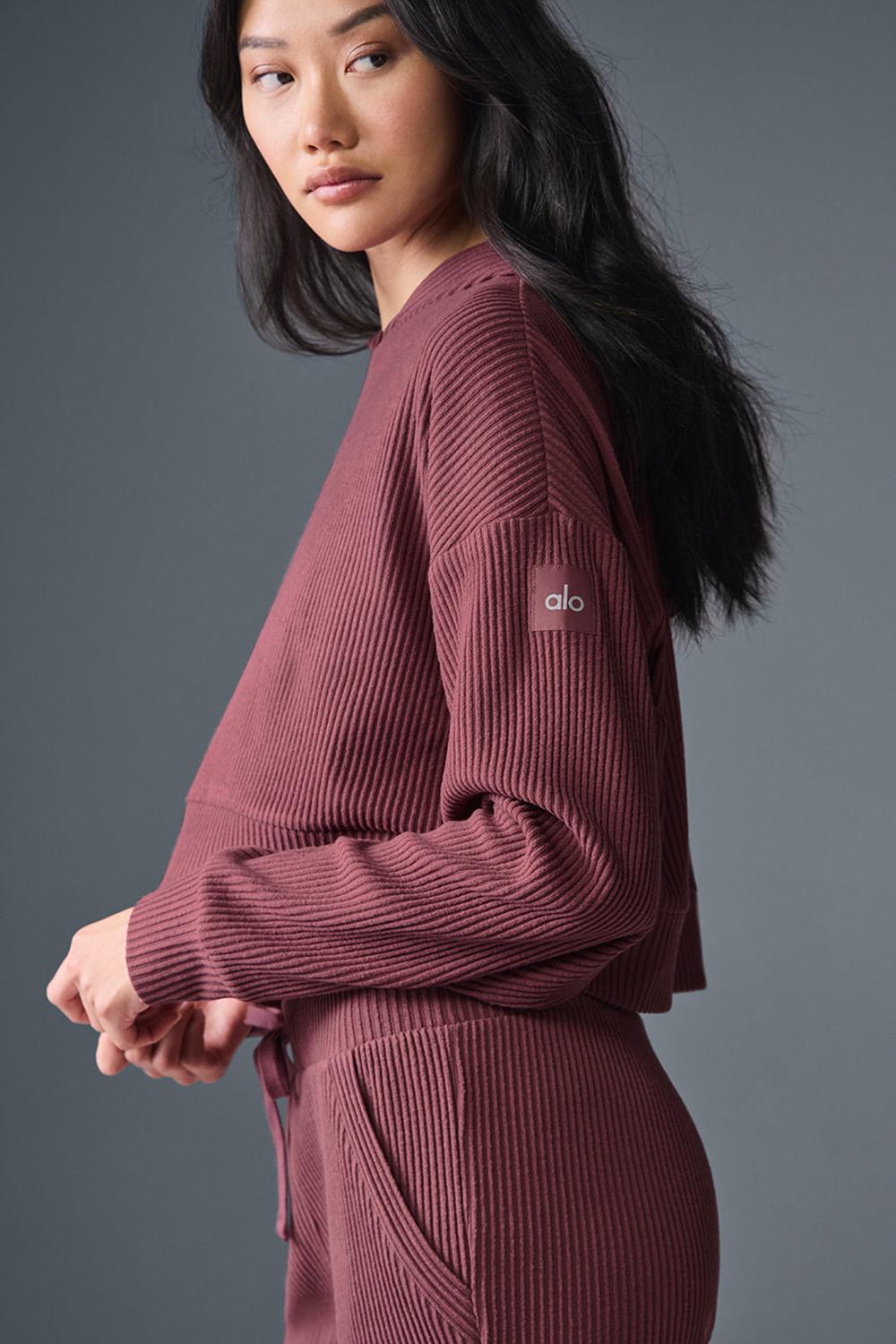 Alo Yoga Muse Donna Felpa con Cappuccio Bordeaux | Italia  VAS-906328