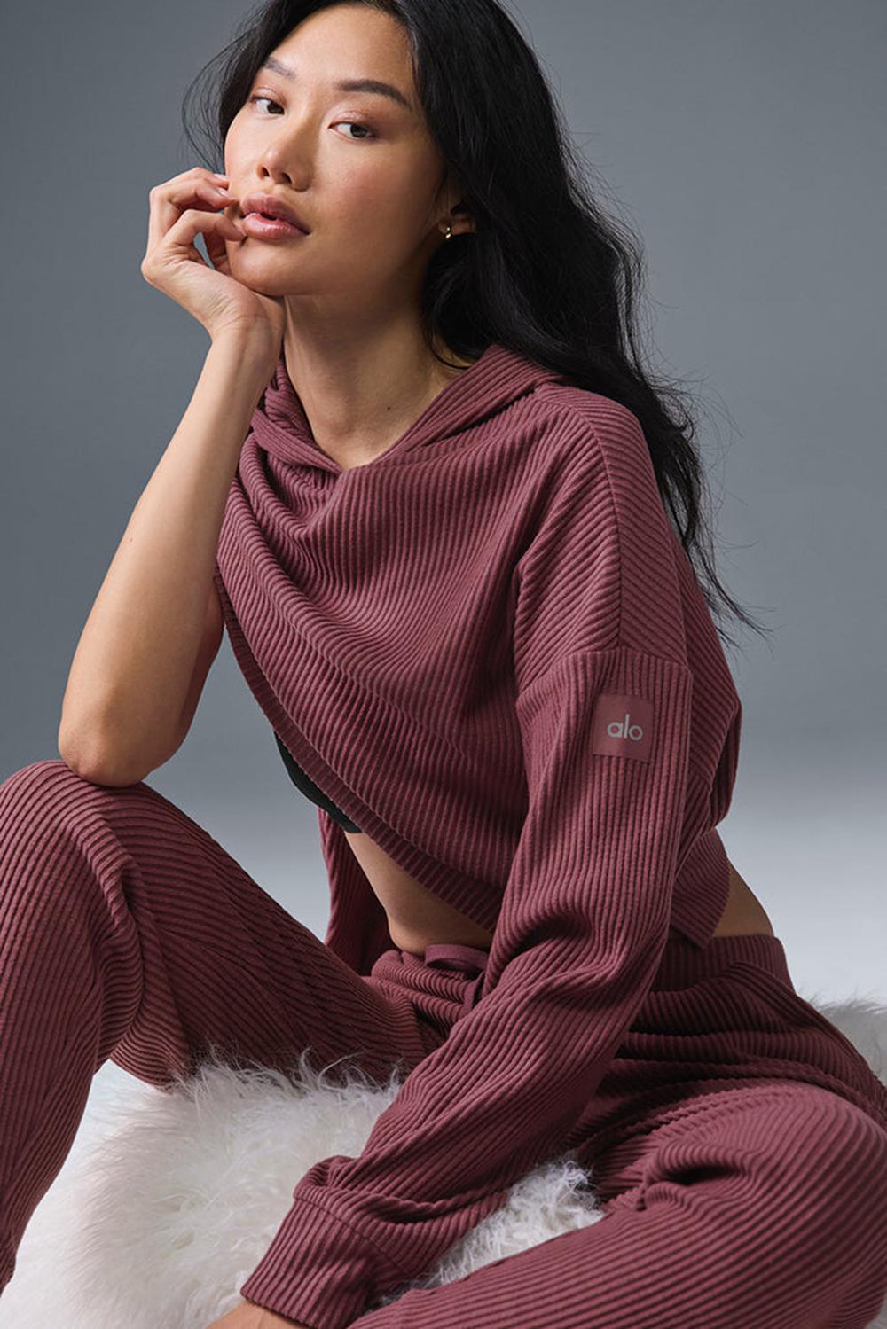 Alo Yoga Muse Donna Felpa con Cappuccio Bordeaux | Italia  VAS-906328