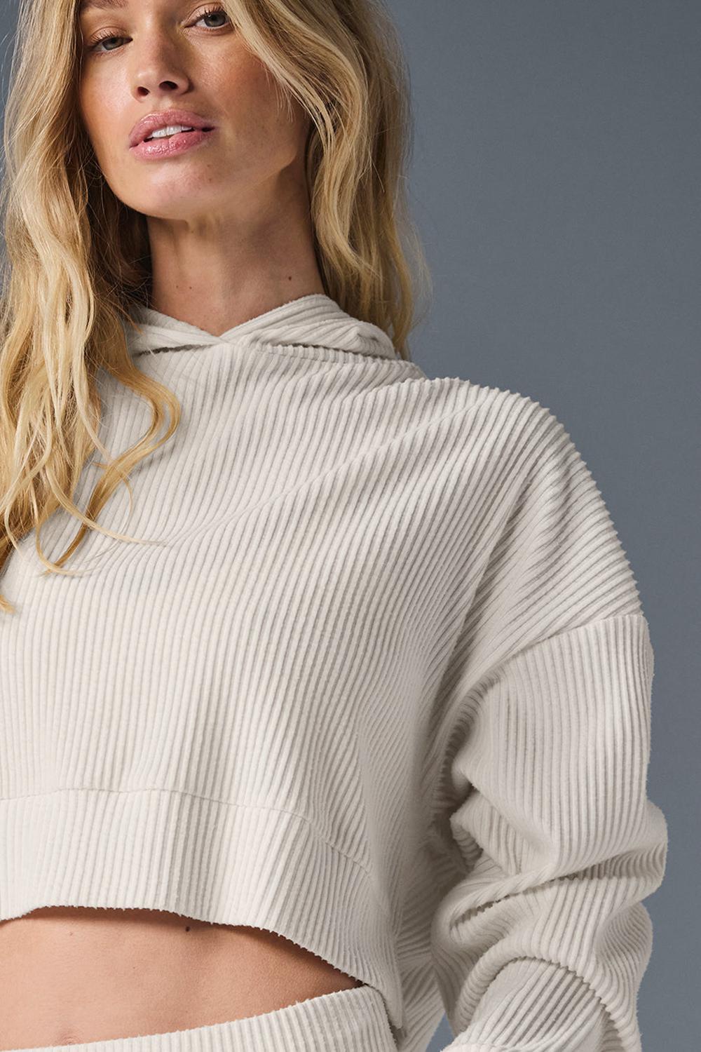 Alo Yoga Muse Donna Felpa con Cappuccio Ivory | Italia  TFA-726849
