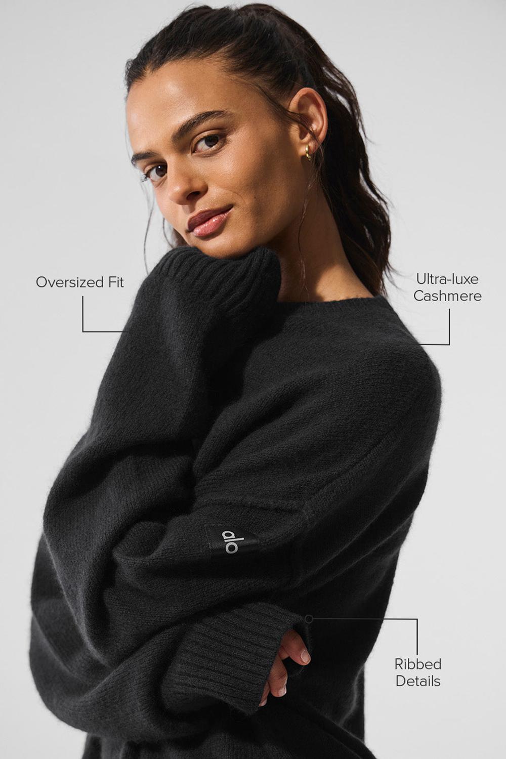 Alo Yoga New Class Cashmere Crewneck Donna Maglia Nere | Italia  CBI-164298