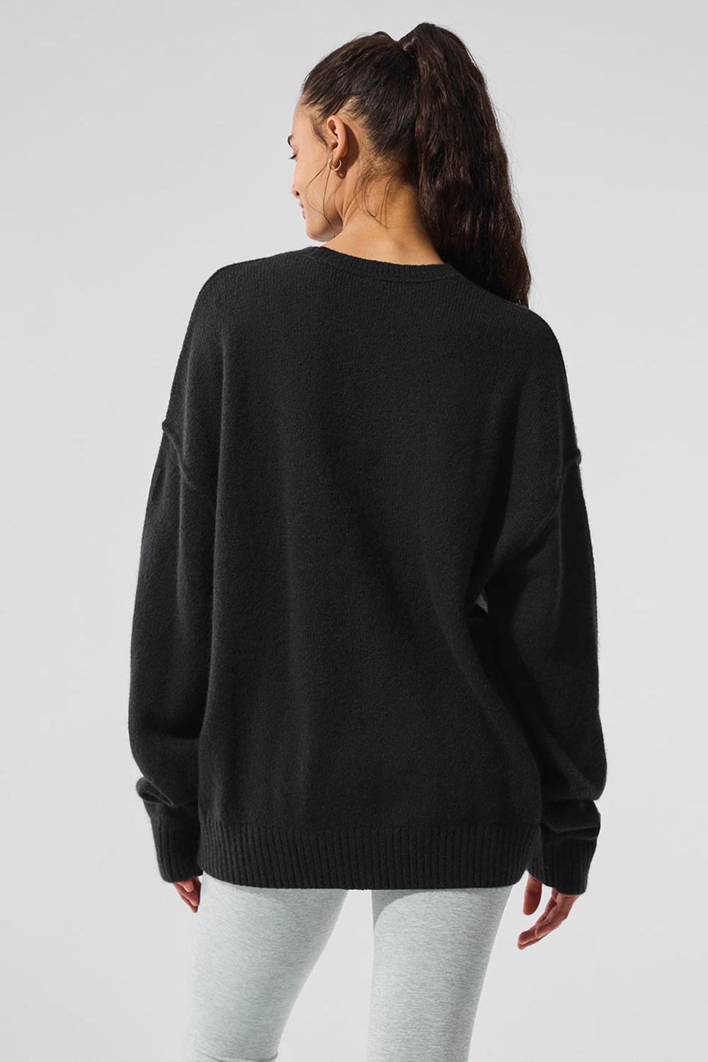 Alo Yoga New Class Cashmere Crewneck Donna Maglia Nere | Italia  CBI-164298