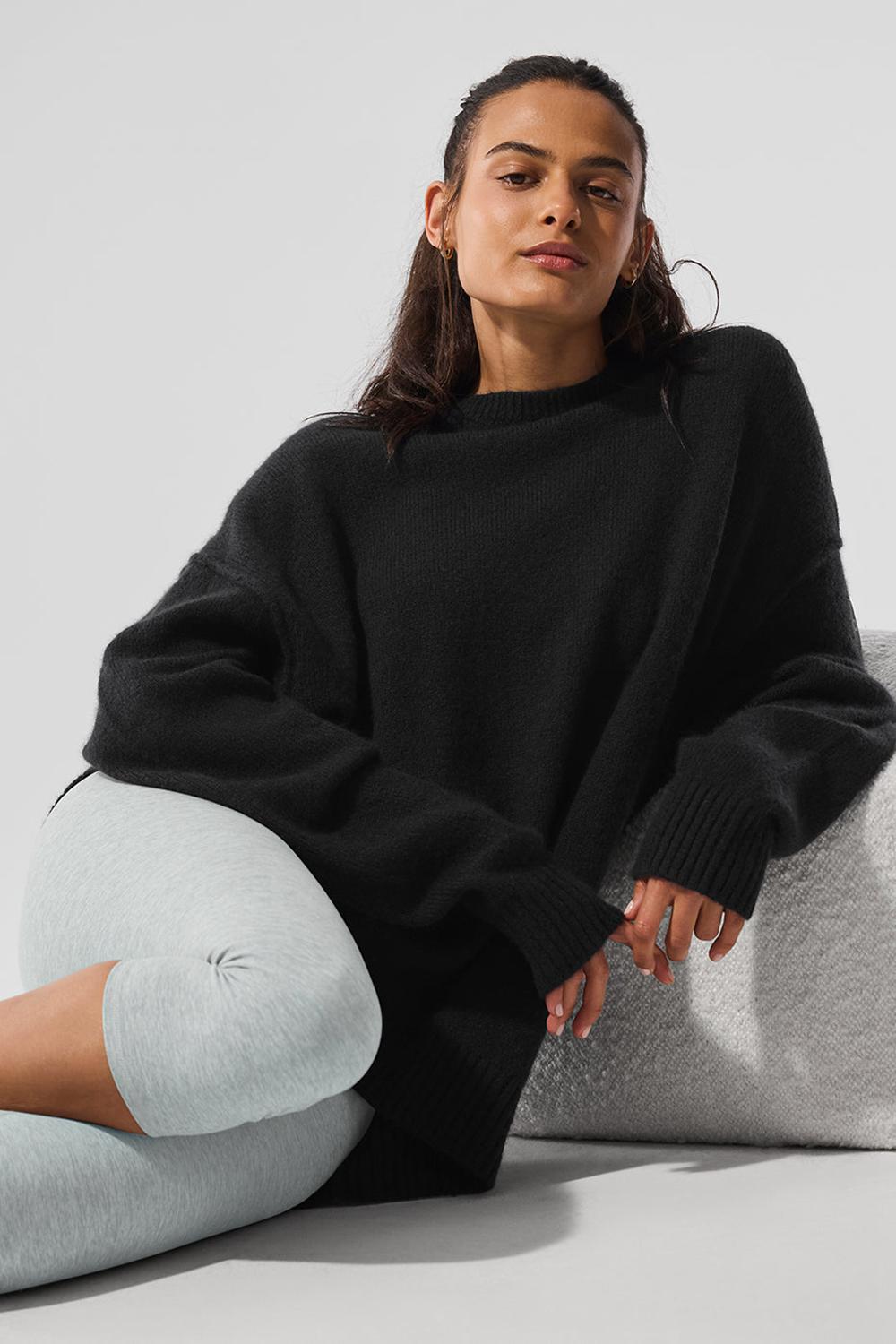 Alo Yoga New Class Cashmere Crewneck Donna Maglia Nere | Italia  CBI-164298