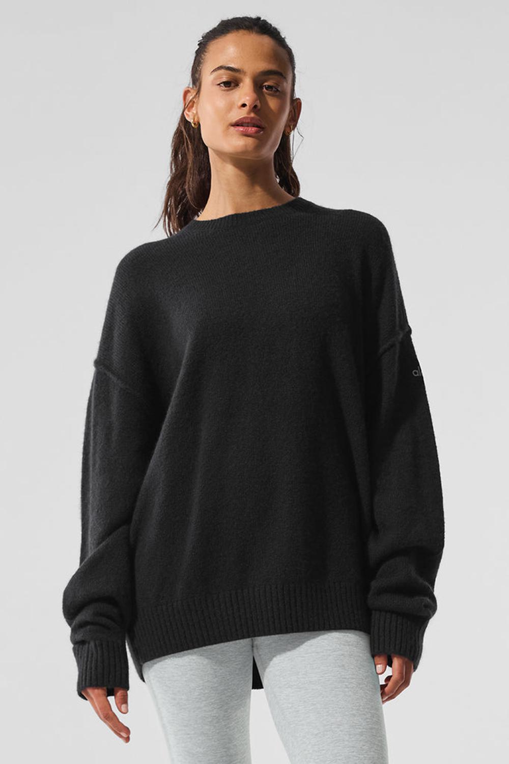 Alo Yoga New Class Cashmere Crewneck Donna Maglia Nere | Italia  CBI-164298