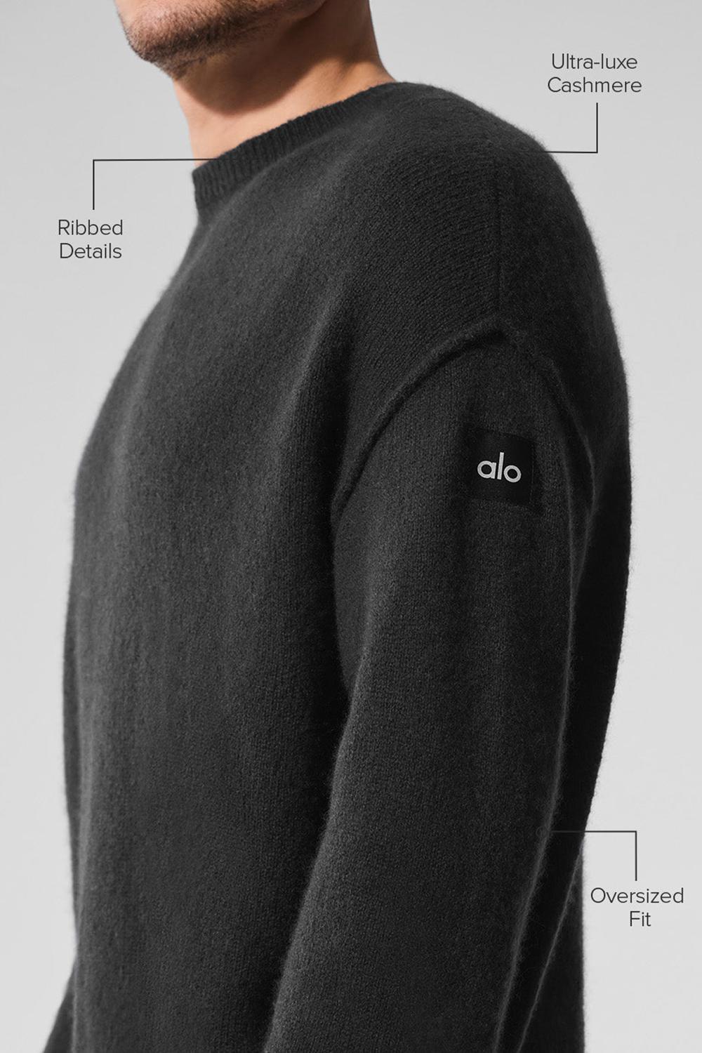 Alo Yoga New Class Cashmere Crewneck Uomo Maglia Nere | Italia  PJR-028945
