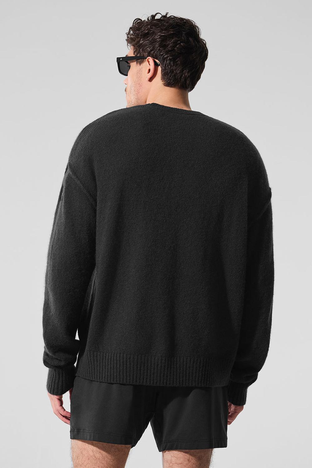 Alo Yoga New Class Cashmere Crewneck Uomo Maglia Nere | Italia  PJR-028945