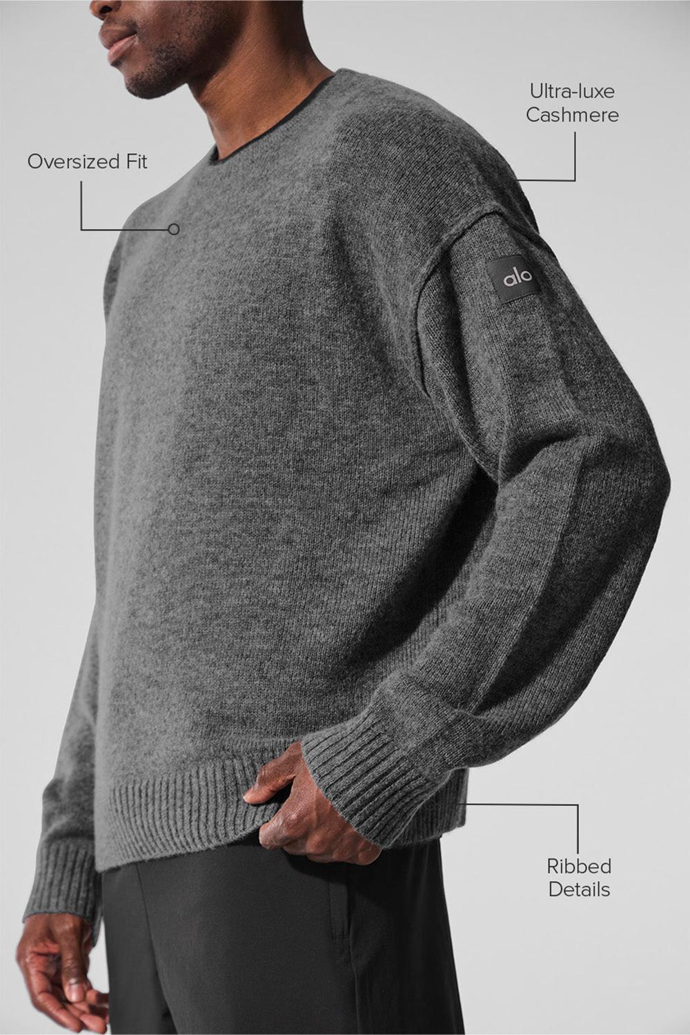 Alo Yoga New Class Cashmere Crewneck Uomo Maglia Platino Grigie | Italia  JGY-863107