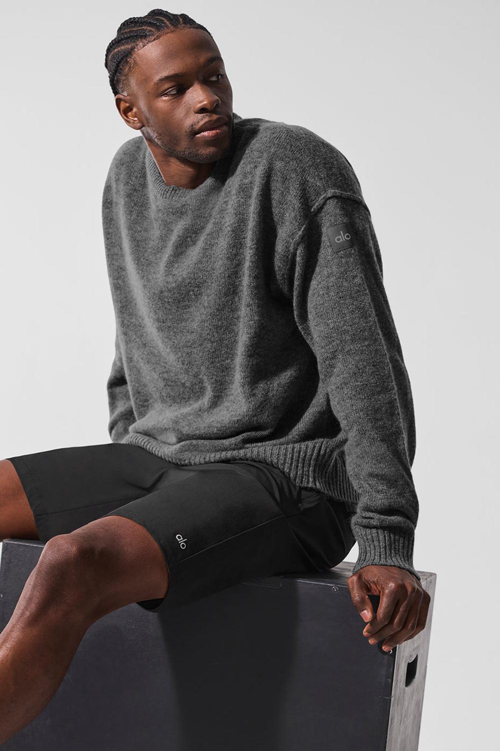 Alo Yoga New Class Cashmere Crewneck Uomo Maglia Platino Grigie | Italia  JGY-863107