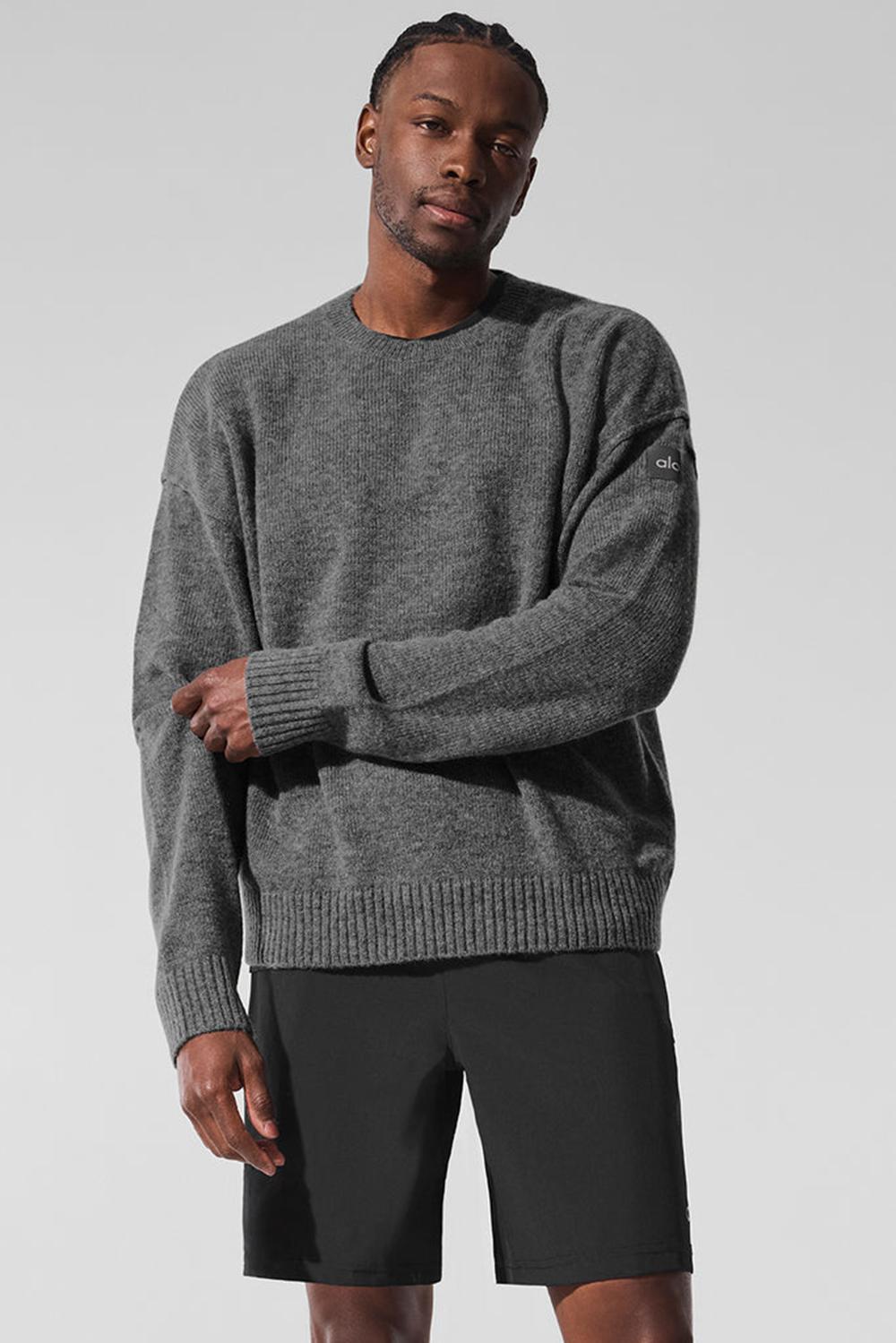 Alo Yoga New Class Cashmere Crewneck Uomo Maglia Platino Grigie | Italia  JGY-863107