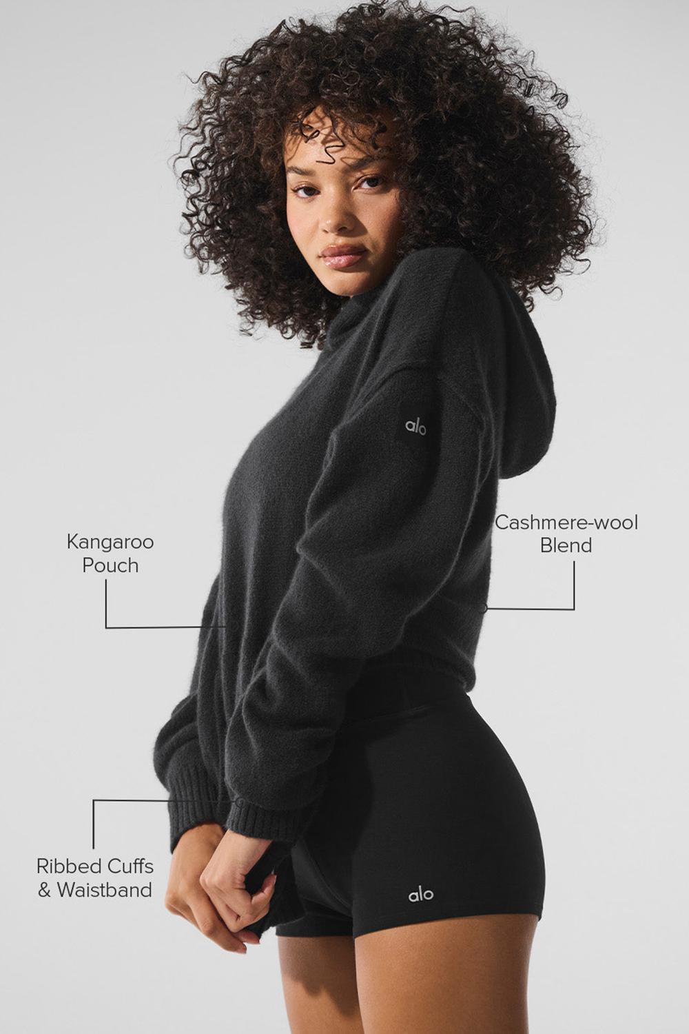 Alo Yoga New Class Cashmere Donna Felpa con Cappuccio Nere | Italia  NML-728609
