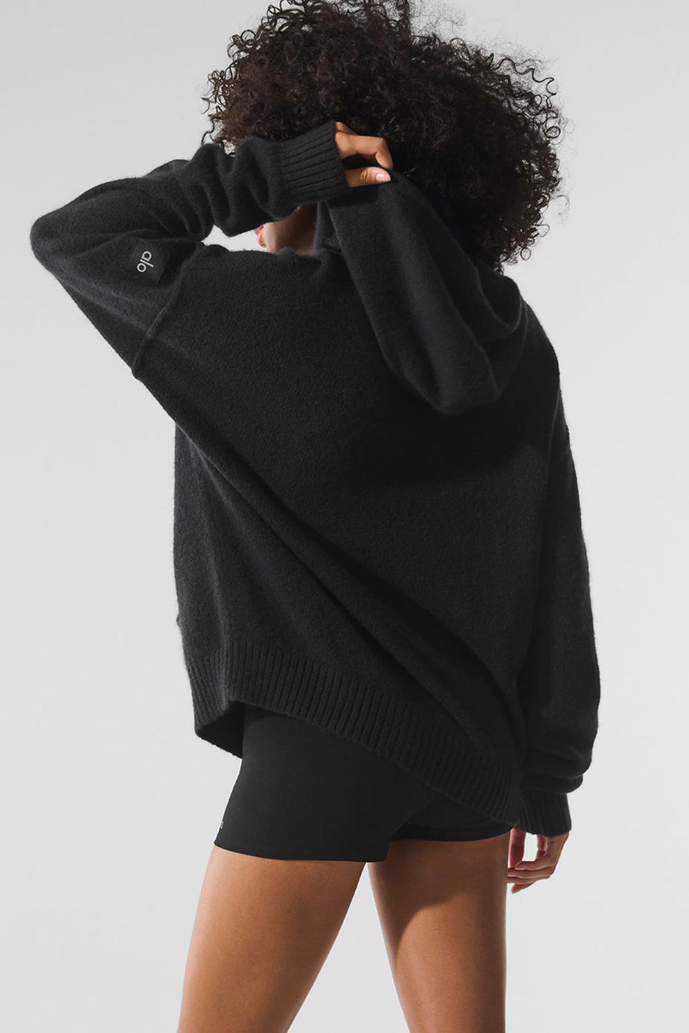 Alo Yoga New Class Cashmere Donna Felpa con Cappuccio Nere | Italia  NML-728609