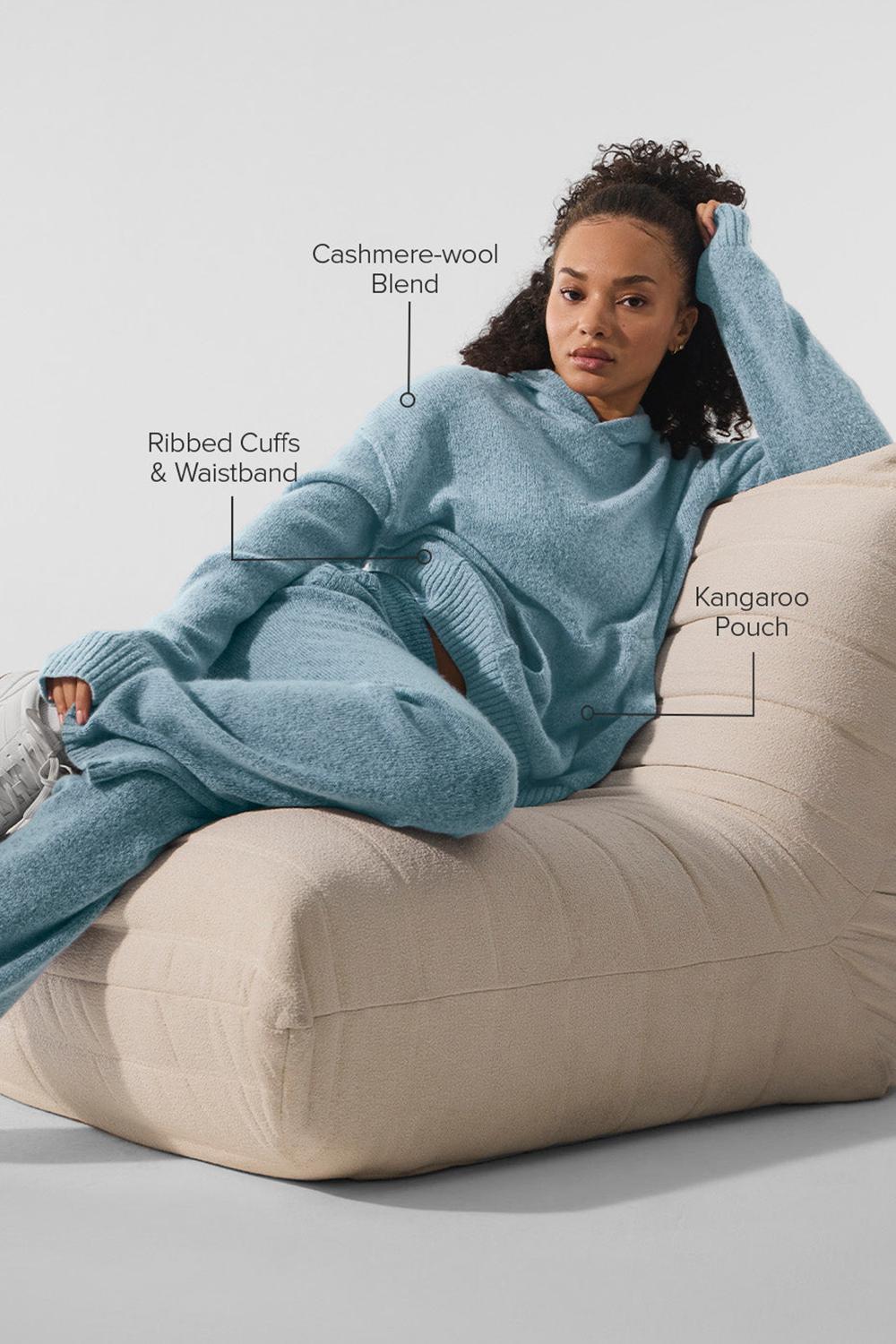 Alo Yoga New Class Cashmere Donna Felpa con Cappuccio Blu | Italia  DPK-346581