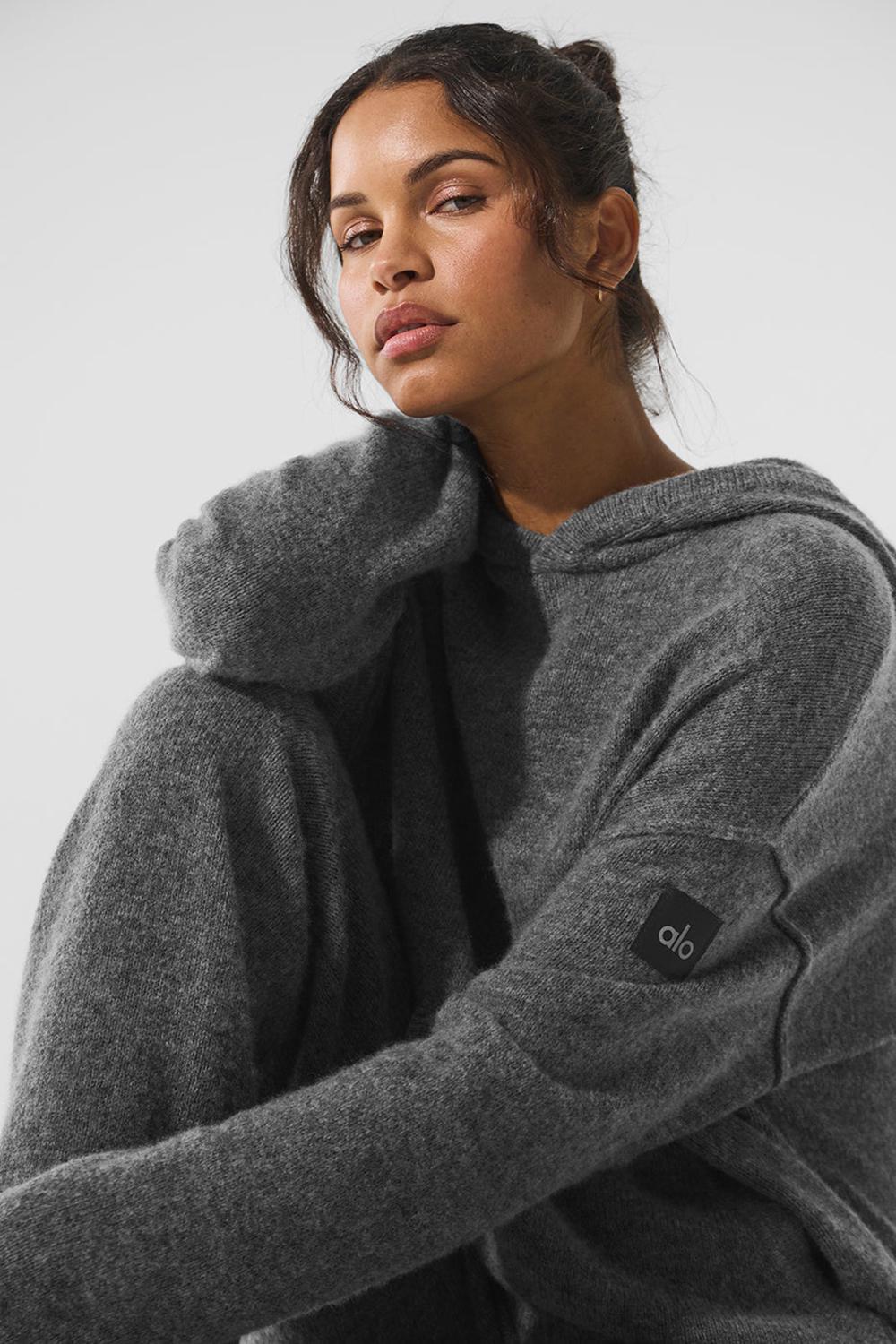Alo Yoga New Class Cashmere Donna Felpa con Cappuccio Platino Grigie | Italia  WUL-490586