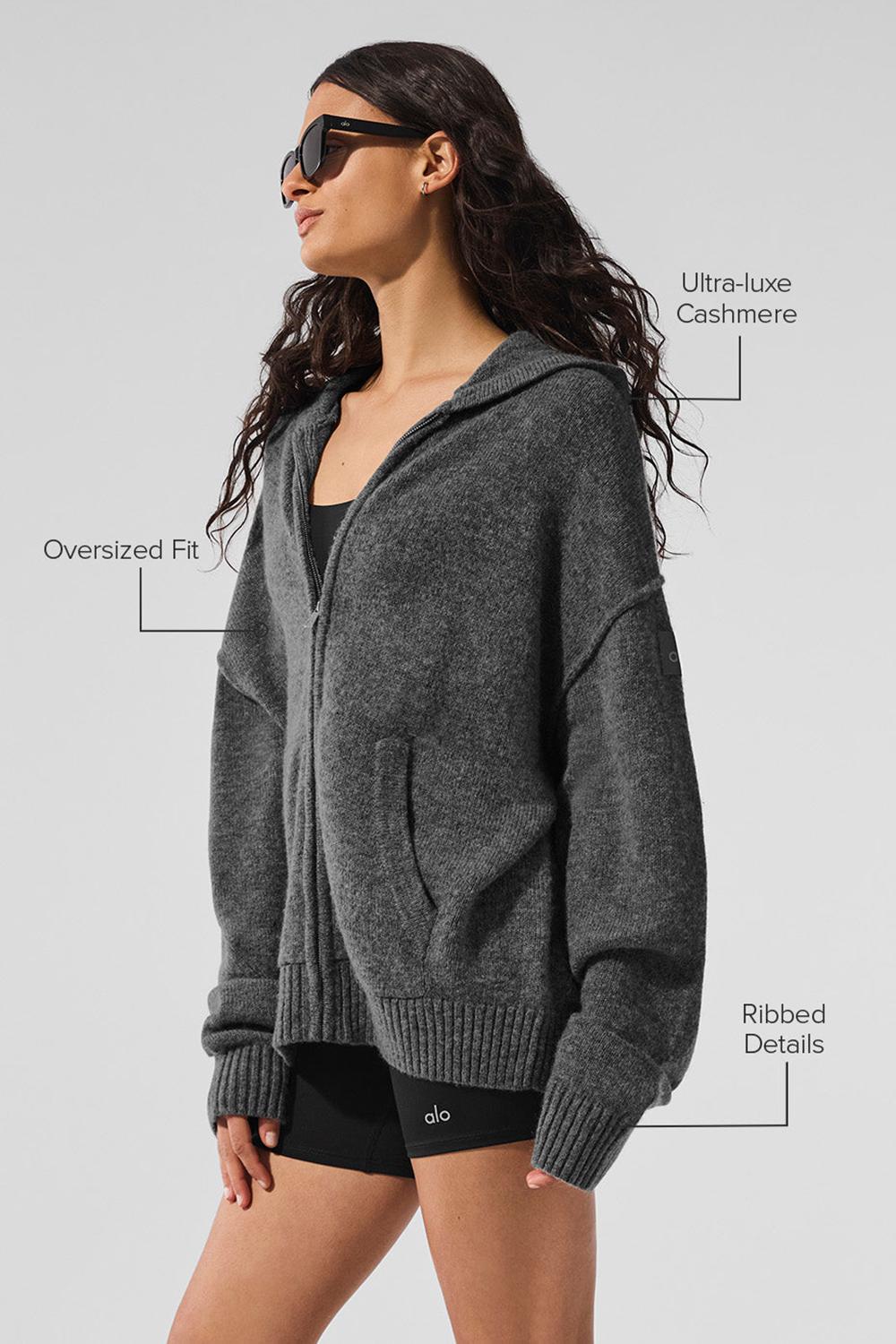 Alo Yoga New Class Cashmere Full Zip Donna Felpa con Cappuccio Platino Grigie | Italia  NLW-206175