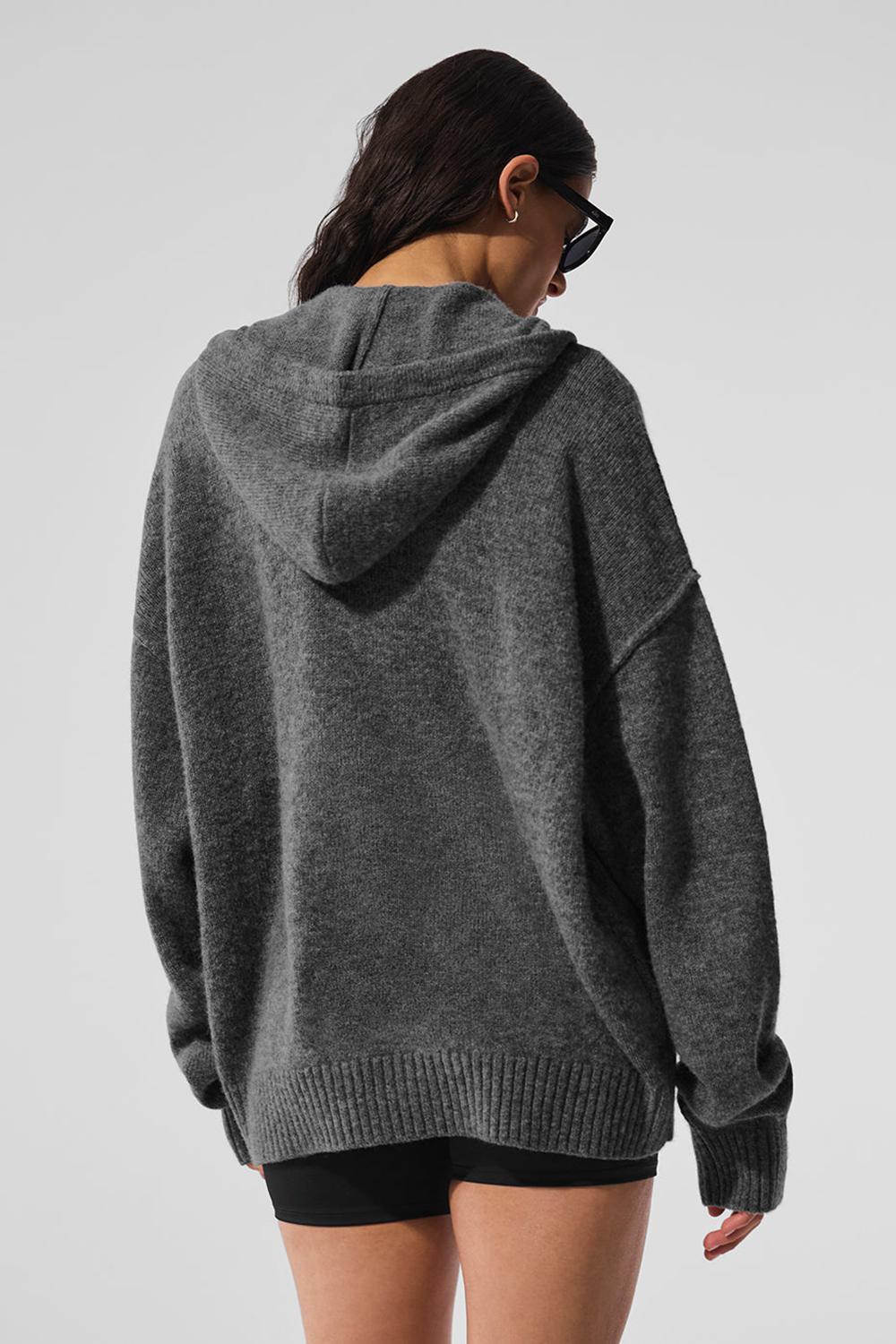 Alo Yoga New Class Cashmere Full Zip Donna Felpa con Cappuccio Platino Grigie | Italia  NLW-206175