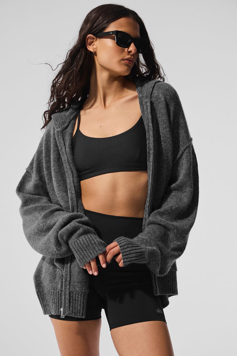 Alo Yoga New Class Cashmere Full Zip Donna Felpa con Cappuccio Platino Grigie | Italia  NLW-206175