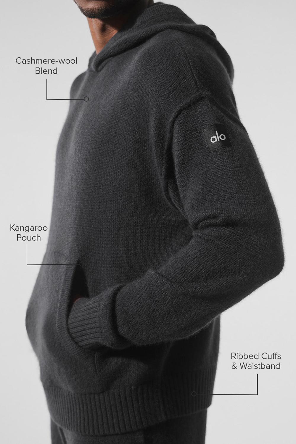 Alo Yoga New Class Cashmere Uomo Felpa con Cappuccio Nere | Italia  FEL-982015
