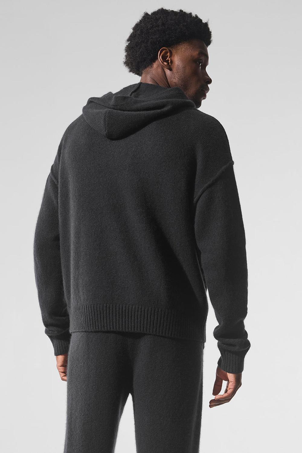 Alo Yoga New Class Cashmere Uomo Felpa con Cappuccio Nere | Italia  FEL-982015