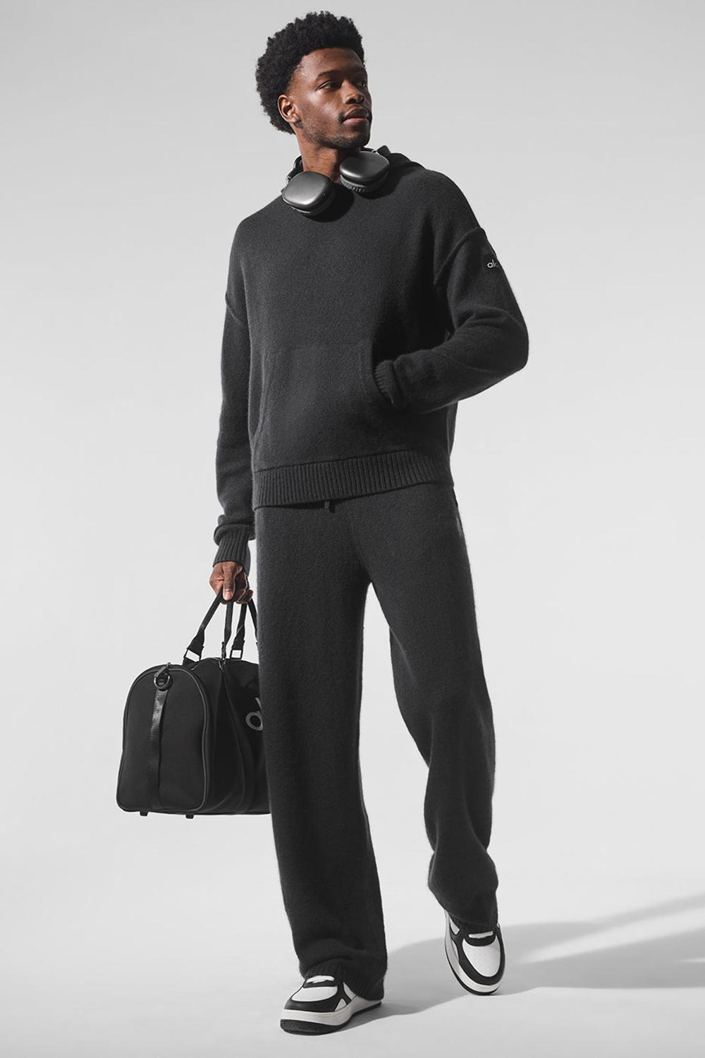 Alo Yoga New Class Cashmere Uomo Felpa con Cappuccio Nere | Italia  FEL-982015