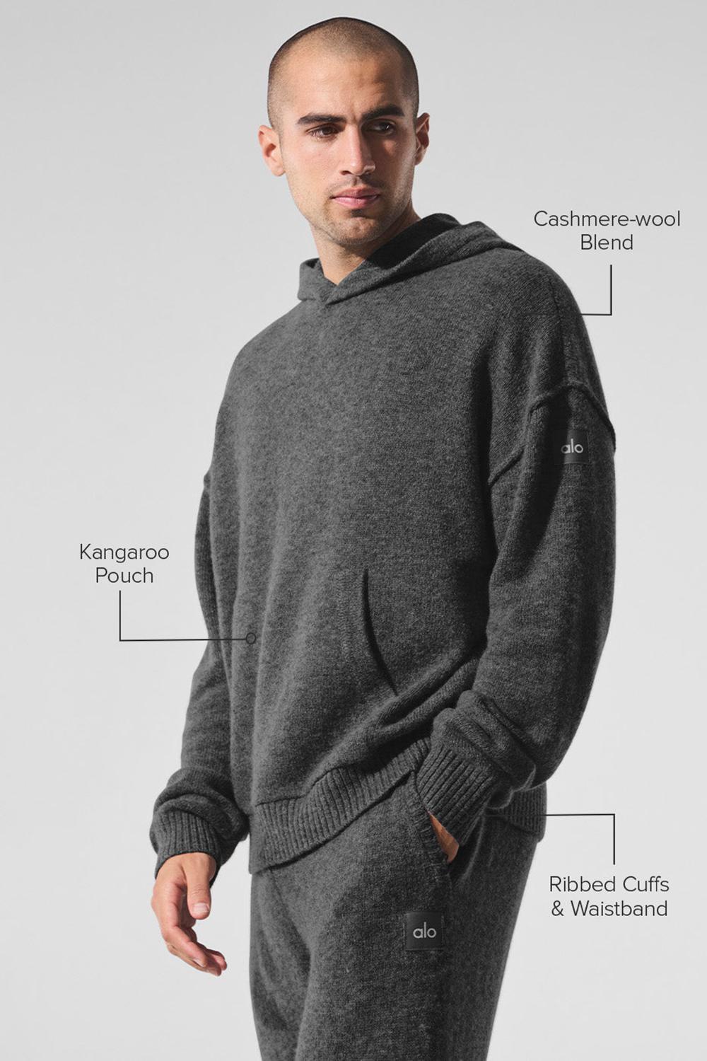 Alo Yoga New Class Cashmere Uomo Felpa con Cappuccio Platino Grigie | Italia  JGT-415806