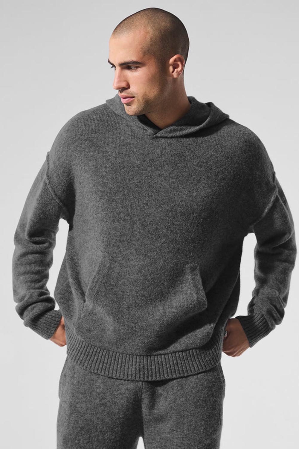 Alo Yoga New Class Cashmere Uomo Felpa con Cappuccio Platino Grigie | Italia  JGT-415806