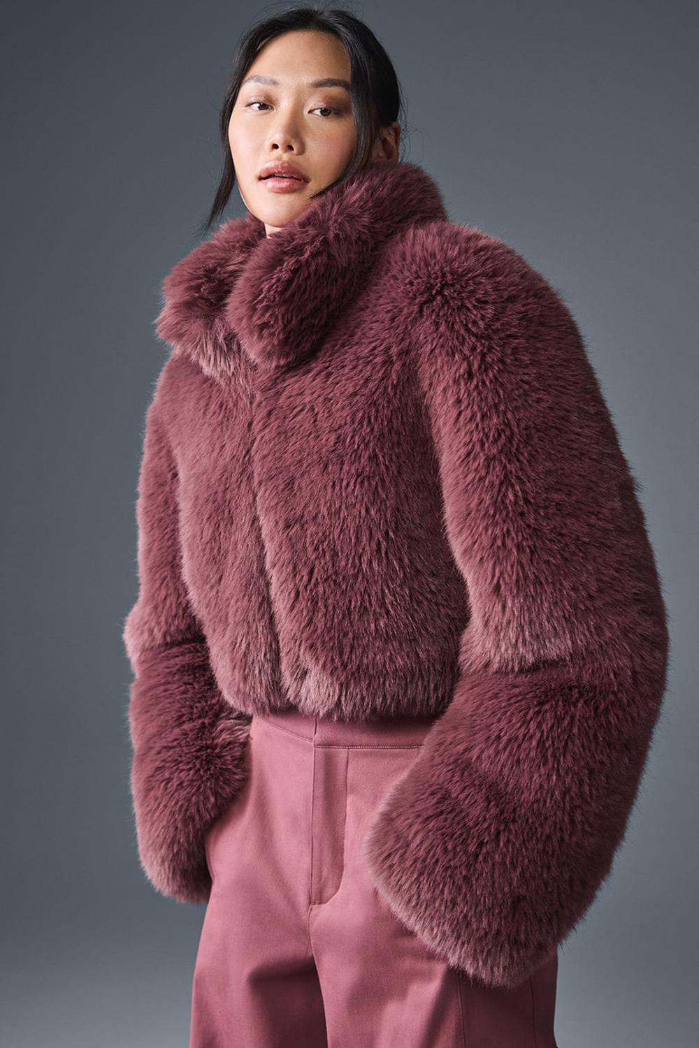 Alo Yoga Opulent Faux Fur Cropped Donna Giacca Bordeaux | Italia  QXV-584967