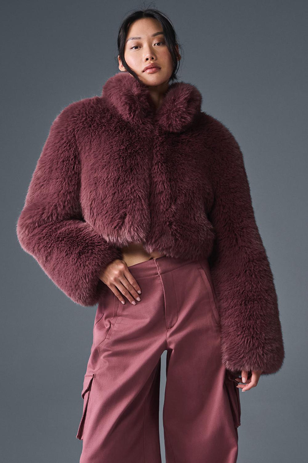 Alo Yoga Opulent Faux Fur Cropped Donna Giacca Bordeaux | Italia  QXV-584967