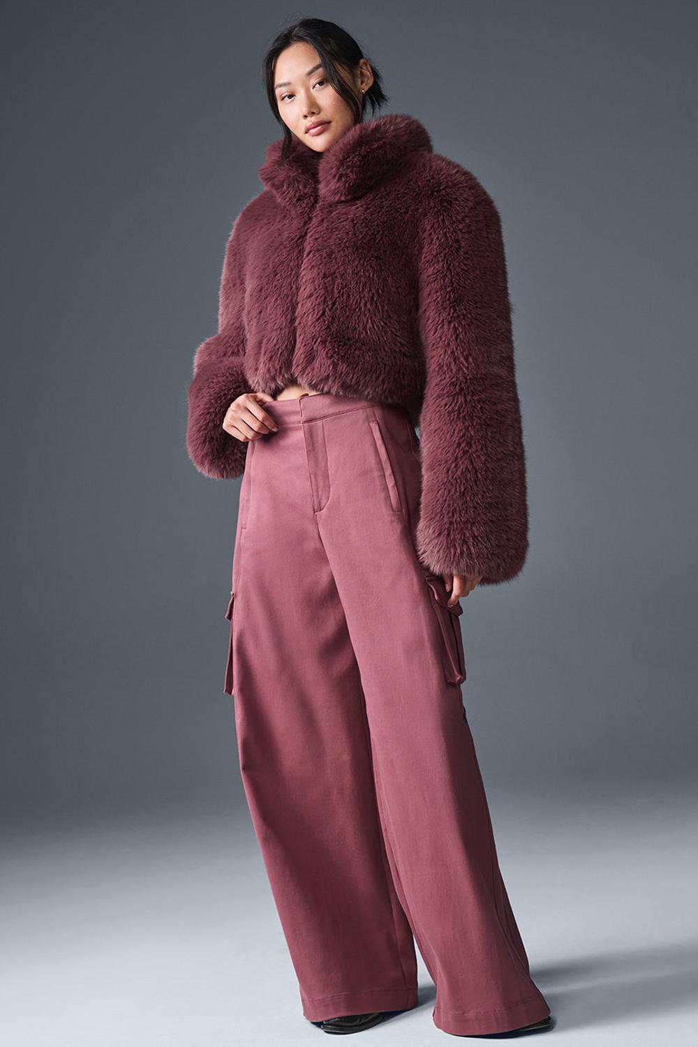 Alo Yoga Opulent Faux Fur Cropped Donna Giacca Bordeaux | Italia  QXV-584967
