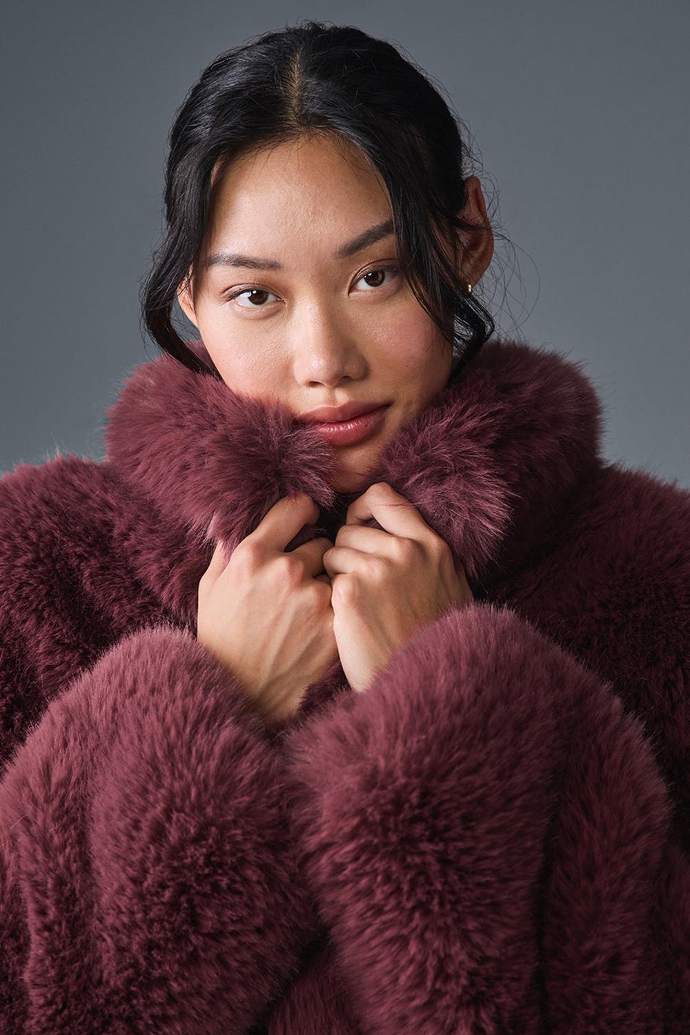 Alo Yoga Opulent Faux Fur Cropped Donna Giacca Bordeaux | Italia  QXV-584967