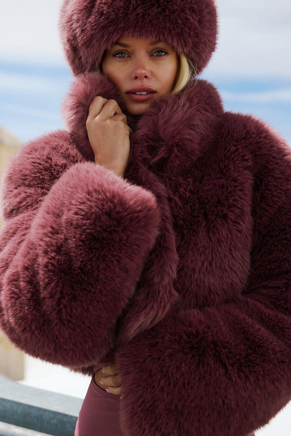 Alo Yoga Opulent Faux Fur Cropped Donna Giacca Bordeaux | Italia  QXV-584967