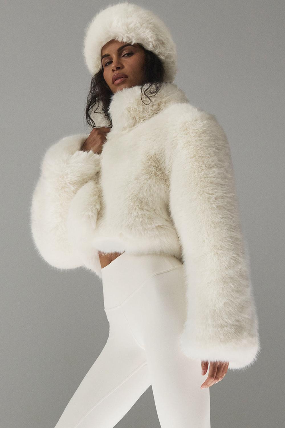 Alo Yoga Opulent Faux Fur Cropped Donna Giacca Ivory | Italia  JNU-986742