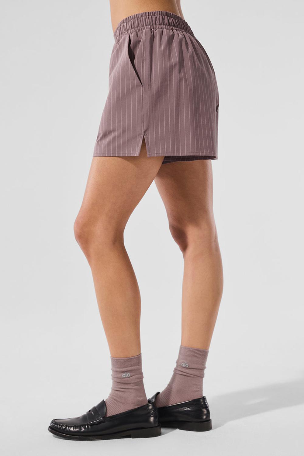 Alo Yoga Pinstripe Daylight Donna Boxer Mushroom / Ivory | Italia  TZQ-796143