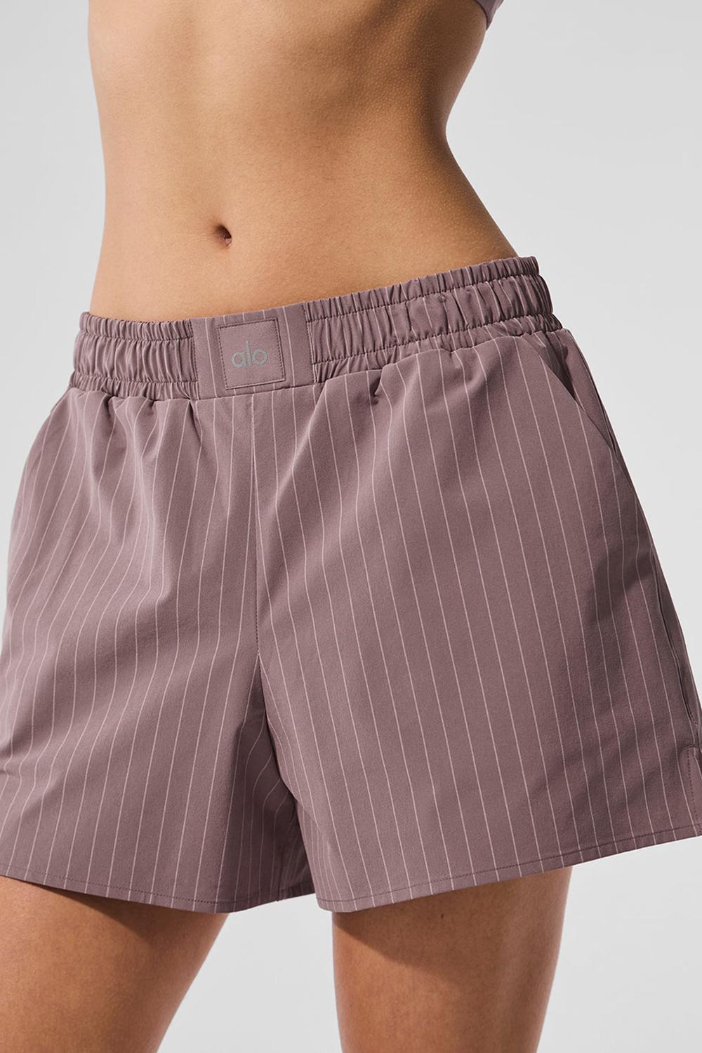 Alo Yoga Pinstripe Daylight Donna Boxer Mushroom / Ivory | Italia  TZQ-796143