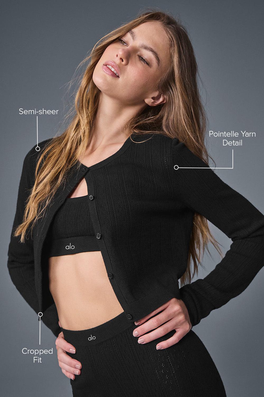 Alo Yoga Pointelle Sweater Be Mine Donna Cardigan Nere | Italia  UXY-537629
