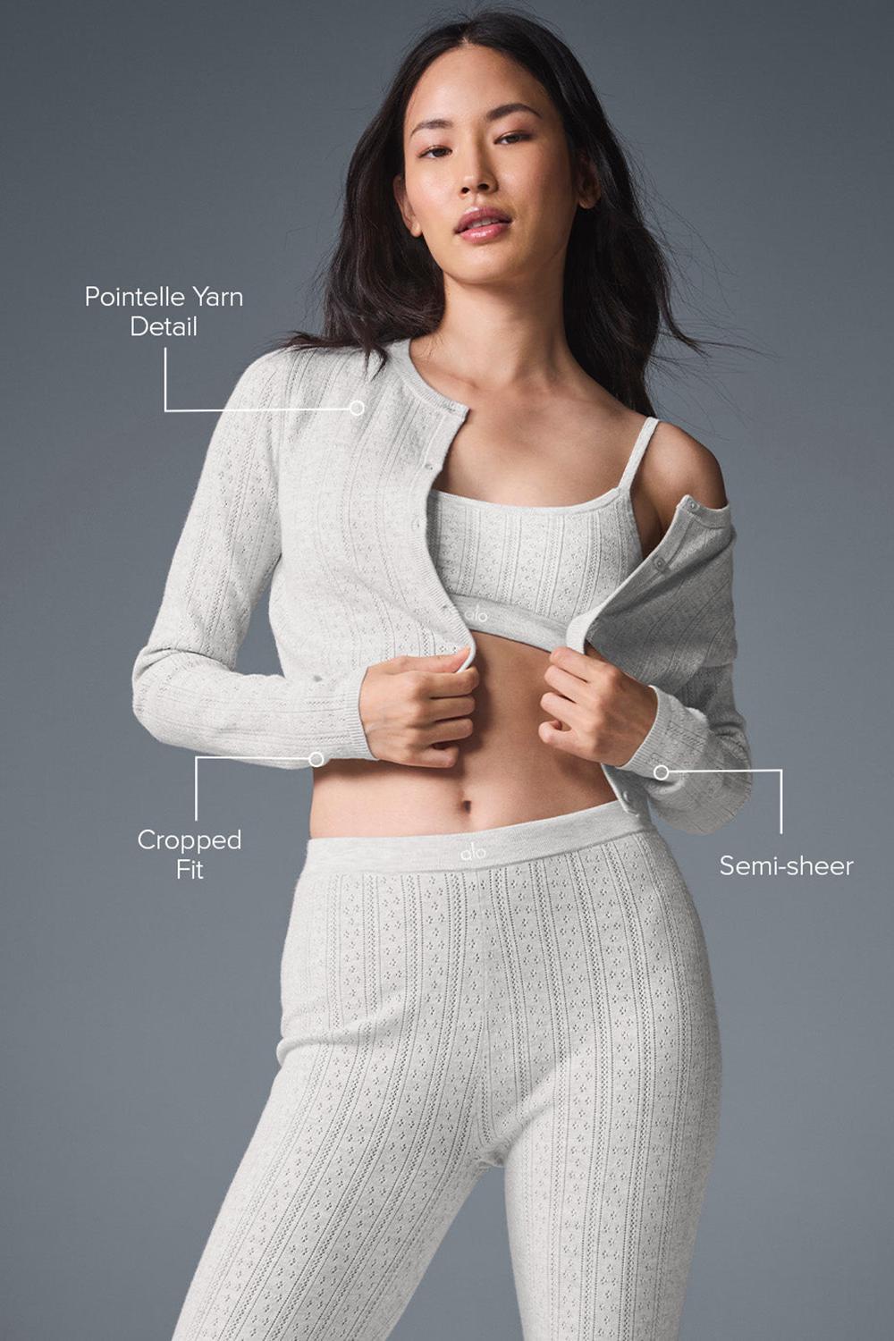 Alo Yoga Pointelle Sweater Be Mine Donna Cardigan Grigie Chiaro | Italia  EJK-906538