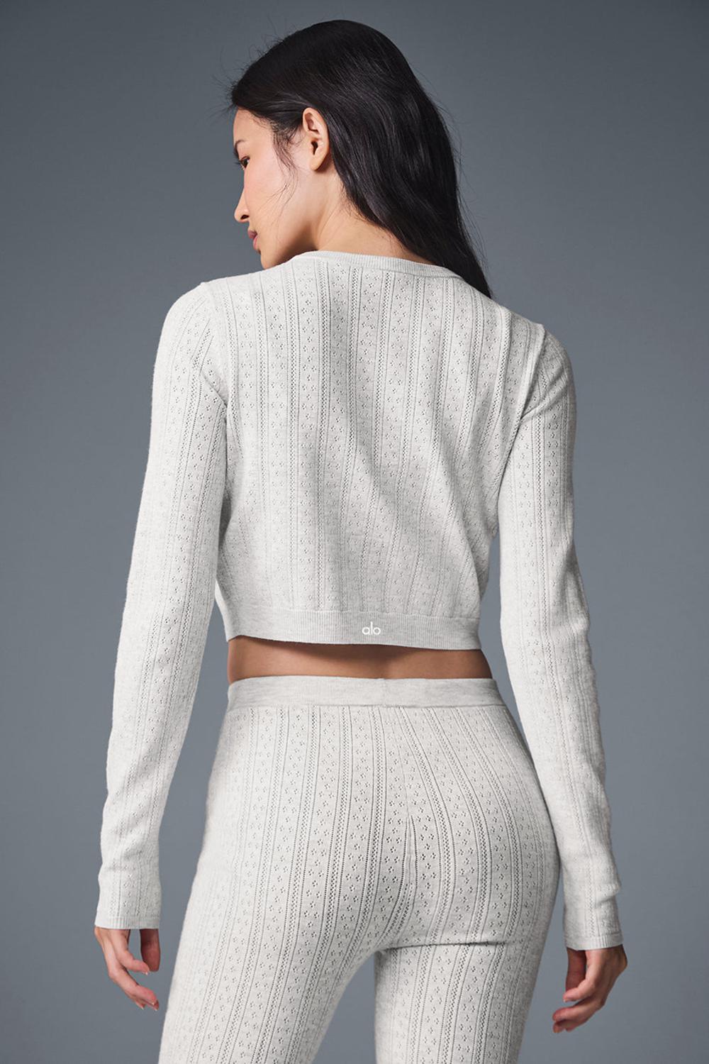 Alo Yoga Pointelle Sweater Be Mine Donna Cardigan Grigie Chiaro | Italia  EJK-906538