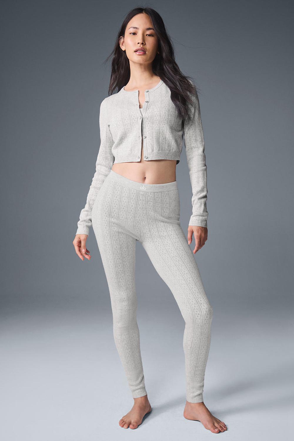 Alo Yoga Pointelle Sweater Be Mine Donna Cardigan Grigie Chiaro | Italia  EJK-906538