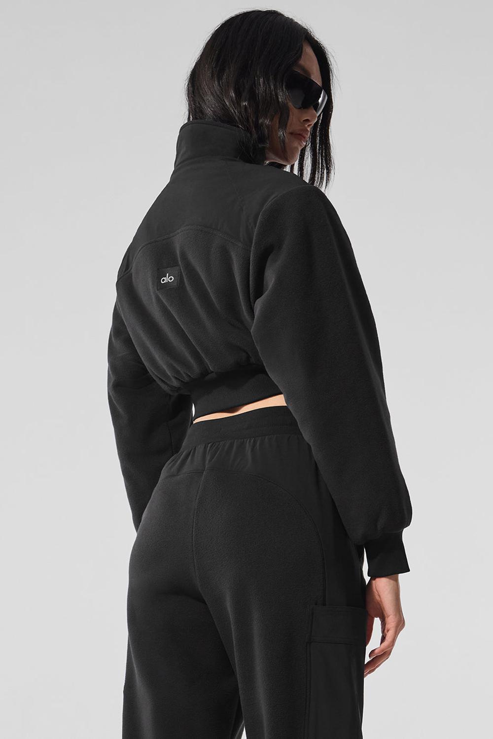 Alo Yoga Polar Fleece Cropped Wintry Mix Donna Giacca Nere | Italia  BVG-293740