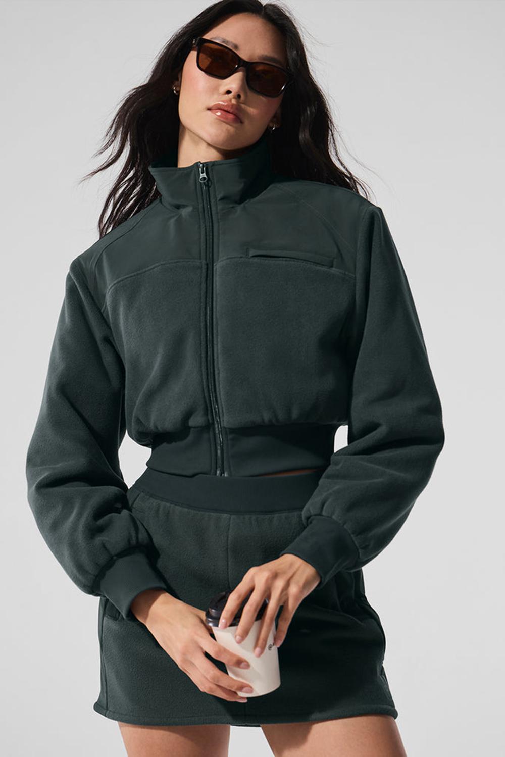 Alo Yoga Polar Fleece Cropped Wintry Mix Donna Giacca Verdi | Italia  EBP-934607