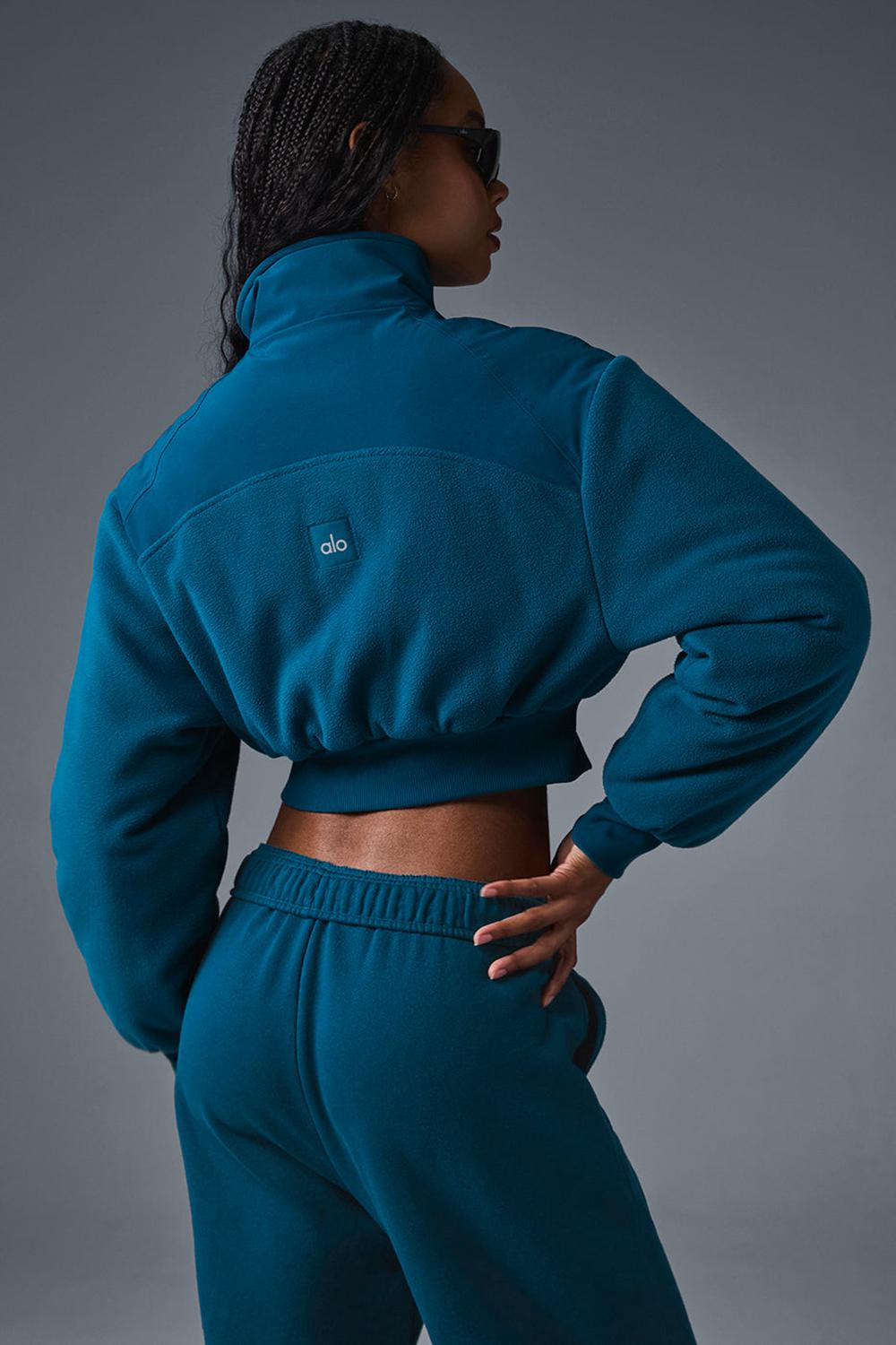 Alo Yoga Polar Fleece Cropped Wintry Mix Donna Giacca Blu | Italia  DYP-139548