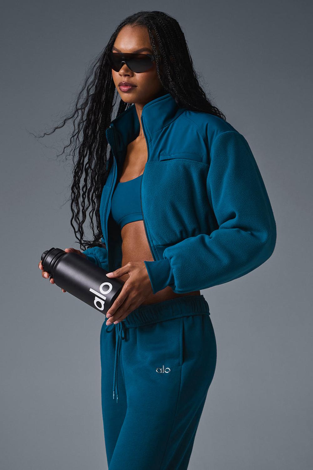 Alo Yoga Polar Fleece Cropped Wintry Mix Donna Giacca Blu | Italia  DYP-139548