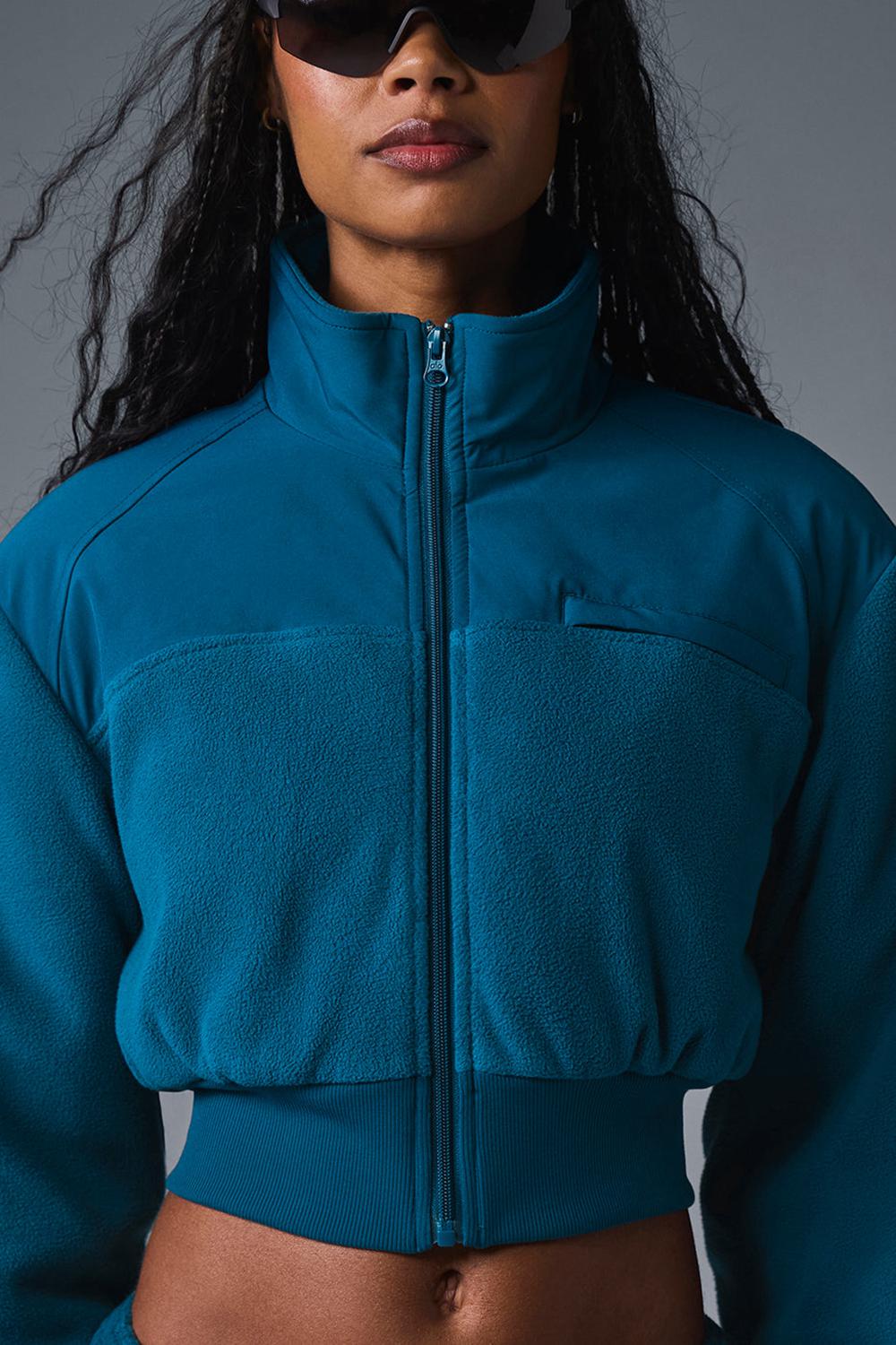 Alo Yoga Polar Fleece Cropped Wintry Mix Donna Giacca Blu | Italia  DYP-139548