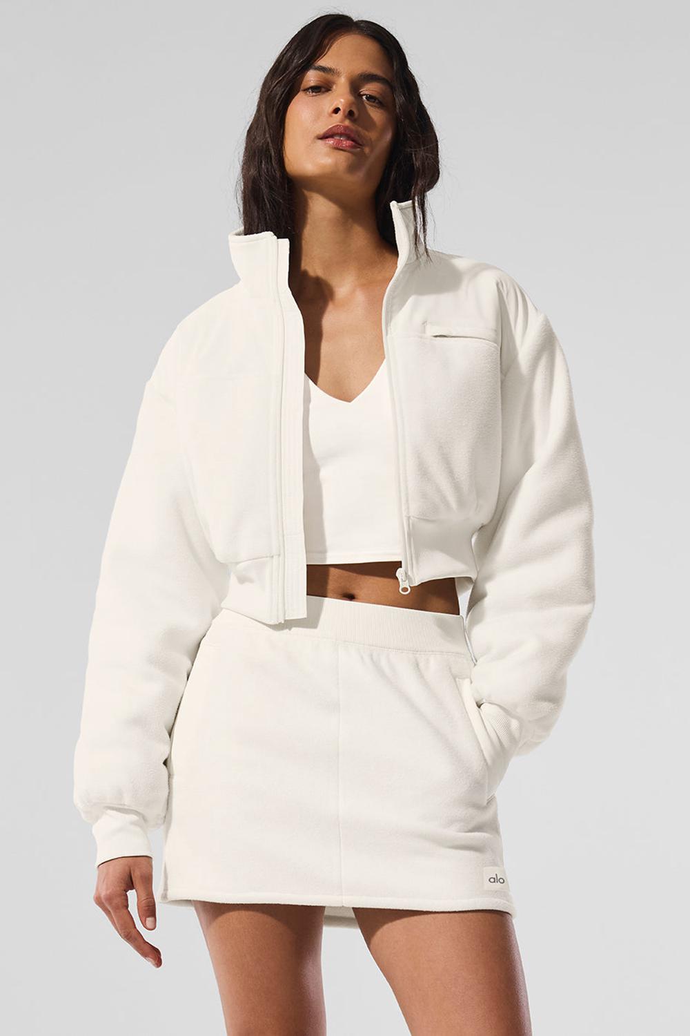Alo Yoga Polar Fleece Cropped Wintry Mix Donna Giacca Ivory | Italia  FTY-091678