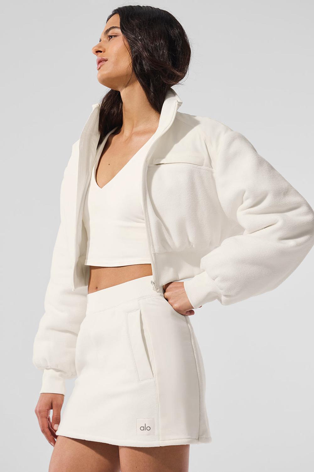 Alo Yoga Polar Fleece Cropped Wintry Mix Donna Giacca Ivory | Italia  FTY-091678
