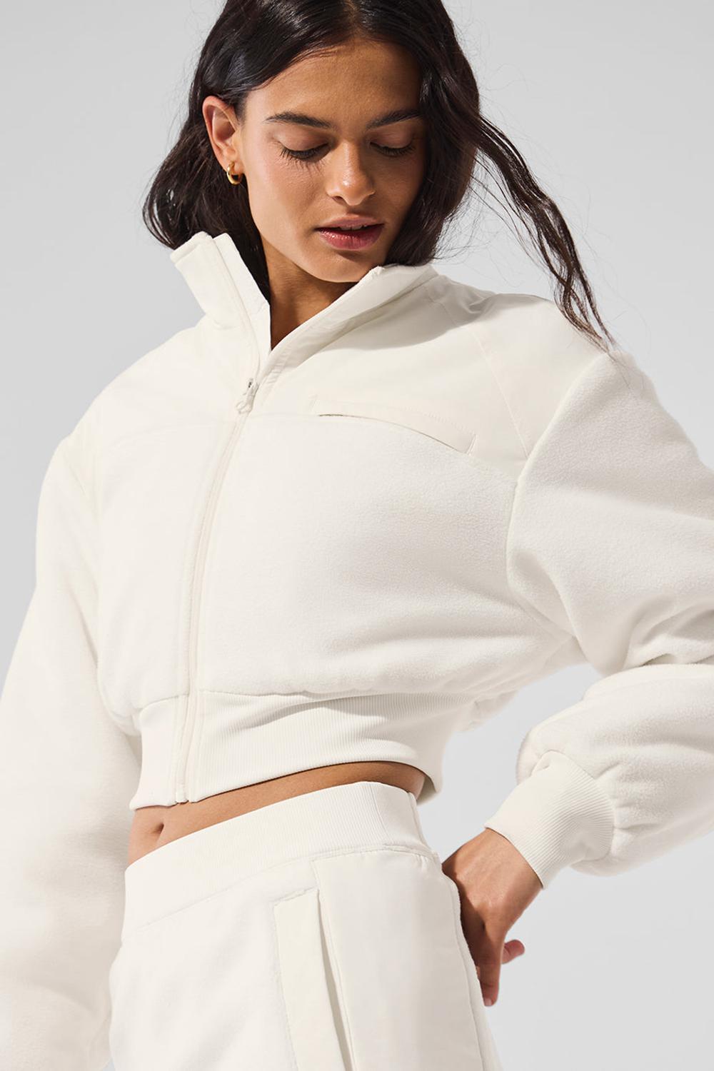 Alo Yoga Polar Fleece Cropped Wintry Mix Donna Giacca Ivory | Italia  FTY-091678