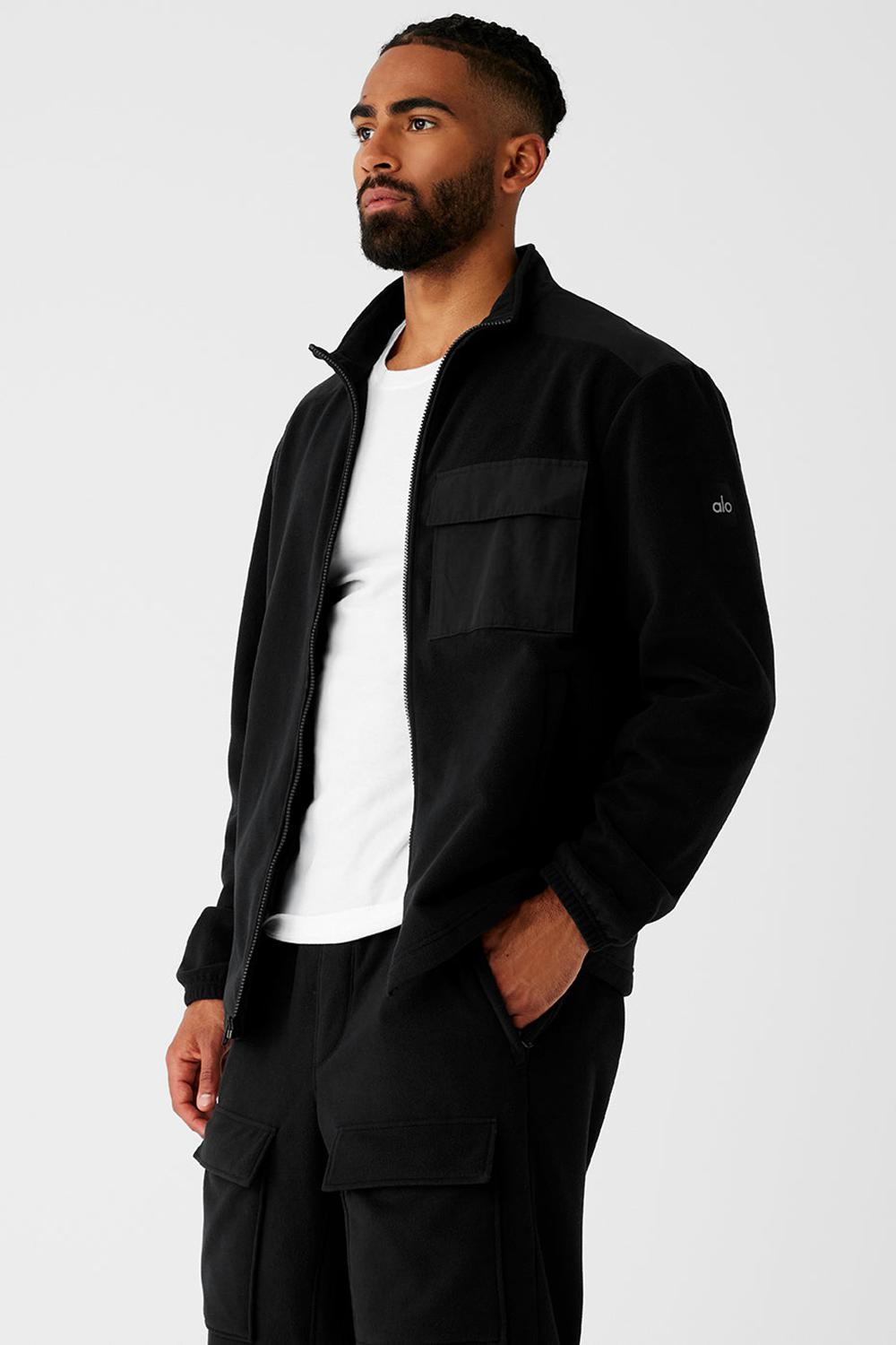 Alo Yoga Polar Fleece Ridge Full Zip Uomo Giacca Nere | Italia  UED-972856